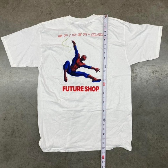 Vintage Spider-Man Future Shop Promo Shirt Y2K Marvel Movie Tee White L - Picture 7 of 8